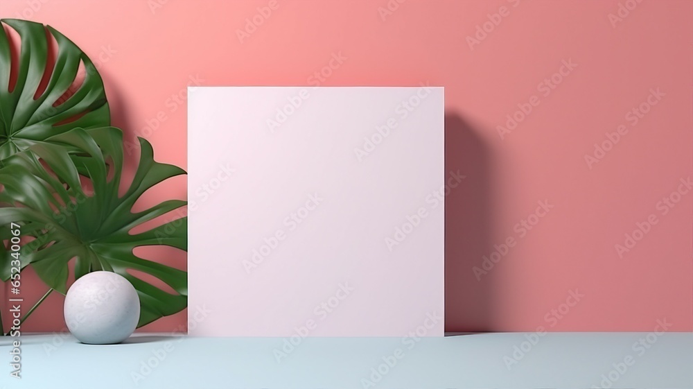 Poster blank paper backdrop for customizable product presentation with pink background