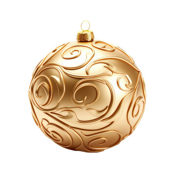 Glitter gold christmas ball isolated on transparent background. Christmas design