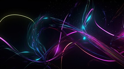 Fototapeta na wymiar Abstract Background of Glowing Neon Lights and Abstract Shapes