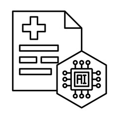 Fototapeta premium outline report and AI icon on white background with editable stroke, icon design for apps, presentation, banner, sign, symbol, logo. icon concept. vector illustration.