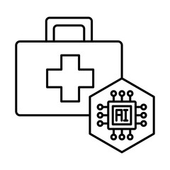 outline first aid and AI icon on white background with editable stroke, icon design for apps, presentation, banner, sign, symbol, logo. icon concept. vector illustration.