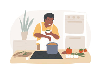Home cooking isolated concept vector illustration. Cook at home, online easy food recipes, family time activity, homemade traditional meal, cooking TV show, healthy eating habit vector concept.