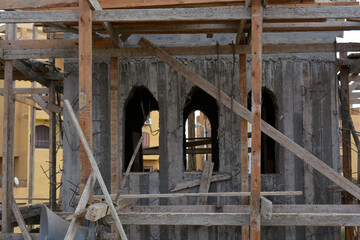 A new mosque under construction, building a new grand Masjid mosque in Cairo, Egypt, with a big...