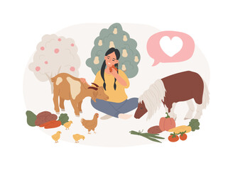 Vegetarianism isolated concept vector illustration. Vegetarian diet, meat abstinence, healthy lifestyle, fresh organic products, without milk and eggs, green salad vector concept.