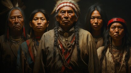 authentic native American Indian family scene. National Native American Heritage Month Concept