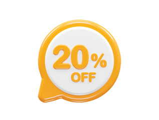 20 percent off text effect 3d rendering illustration