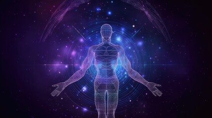  Astral Body Silhouette with Abstract Space Background Esoteric Spiritual
