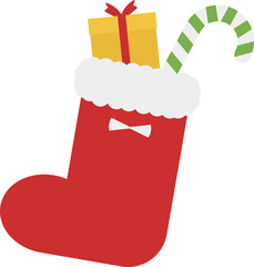 クリスマスの靴下とプレゼントのアイコン