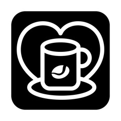 cup of coffee with heart button line icon