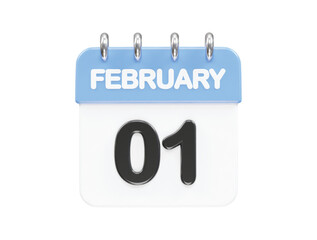 February month calendar icon 3d rendering illustration