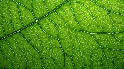 Obraz premium Leaf Veins: A striking macro view of a green leaf, revealing intricate veins and textures, showcasing the delicate details of nature's artistry.