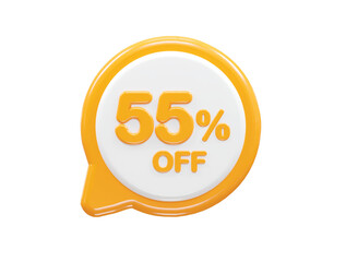 55 percent off text effect 3d rendering illustration