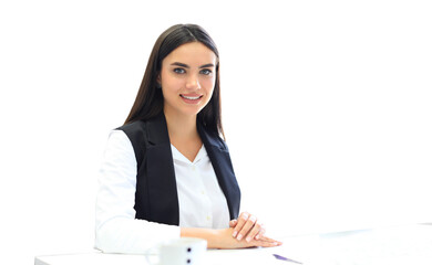 Modern business woman on a transparent background