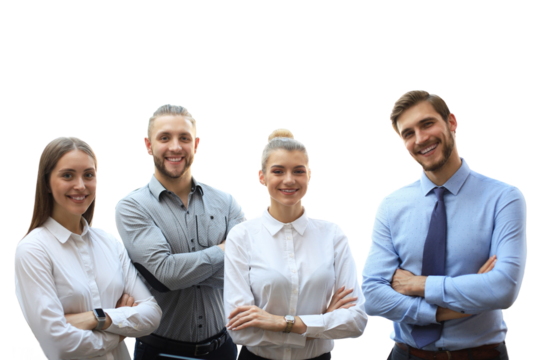 group of successful business people on a transparent background
