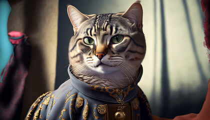 fashion icon, beautifully dressed cute cat