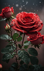 Hyper realistic dewdrop red rose flower illustration 12