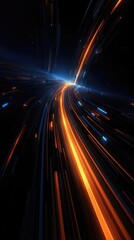 A tunnel of glowing traffic lines - obrazy, fototapety, plakaty
