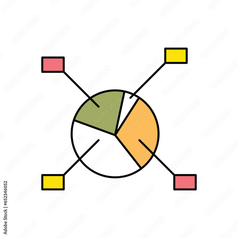 Poster pie chart colorful diagram infographic concept color thin line for presentation, statistics informat