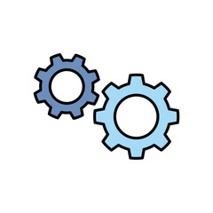 Gear Sign Thin Line Icon Transmission Gears Wheels Isolated on a White. Vector illustration of Wheel Mechanism Concept