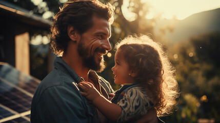 Happy loving family. Father and his daughter child girl playing outdoors. Concept of Father's day.