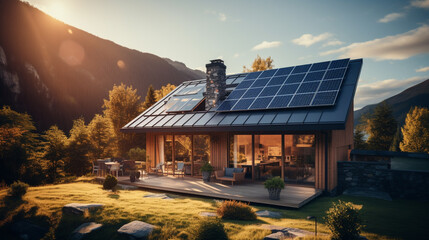 Solar panels installed and in use on roof of home