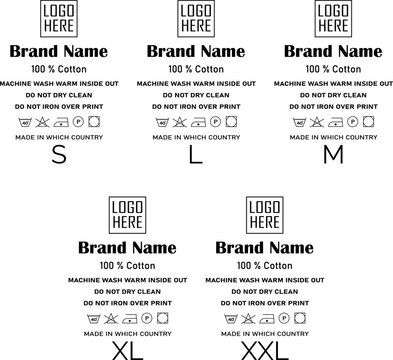 Set of t-shirt size neck label vector