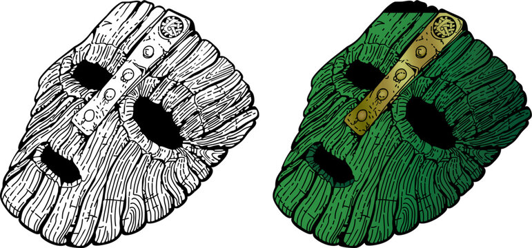 wooden mask of the Scandinavian god of mischief Loki