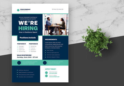 Dark Blue and Green Company Job Vacancy Flyer