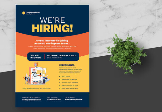 Dark Blue and Yellow Company Job Vacancy Flyer