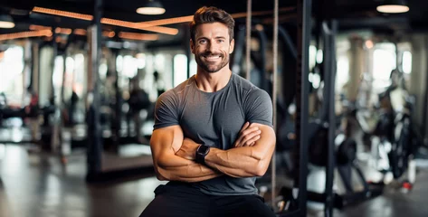 Abwaschbare Fototapete Fitness man in gym, a gym trainer,  fitness gym man hd image