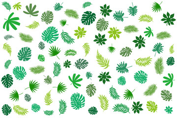Le doodle de feuille de jungle verte façonne un motif sans couture. Design de fond de feuilles tropicales colorées à la mode. Papier peint décoration végétale Monstera, nature enfantine