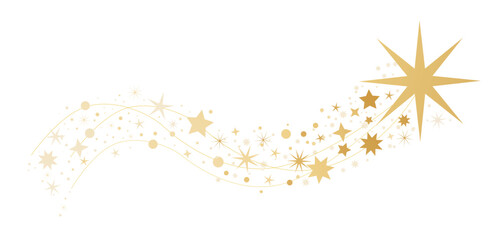 Weihnachtliches Sternendekor - goldender Weihnachtsstern - Sternen Vektor Illustration isoliert auf weissem Hintergrund