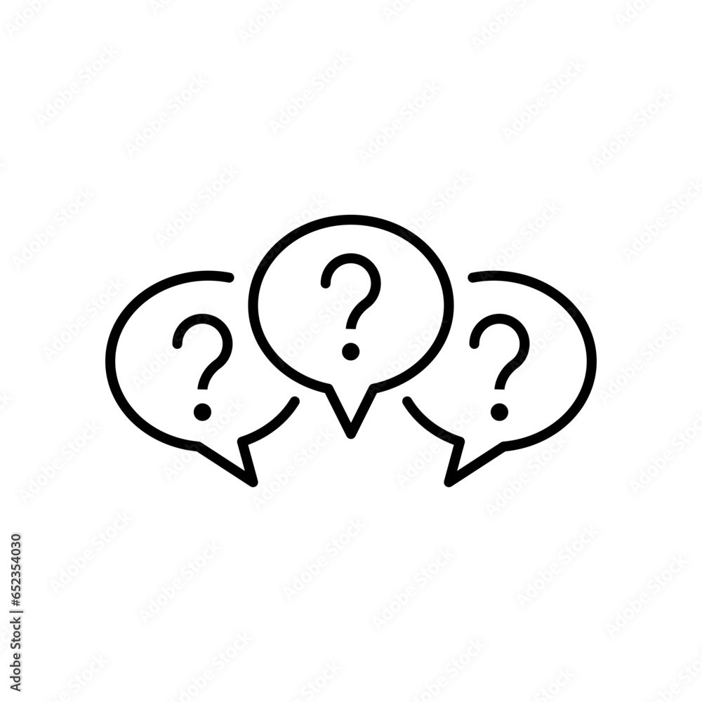 Poster three linear chat speech message icon. speak bubble in forum discussion chatting. group social commu