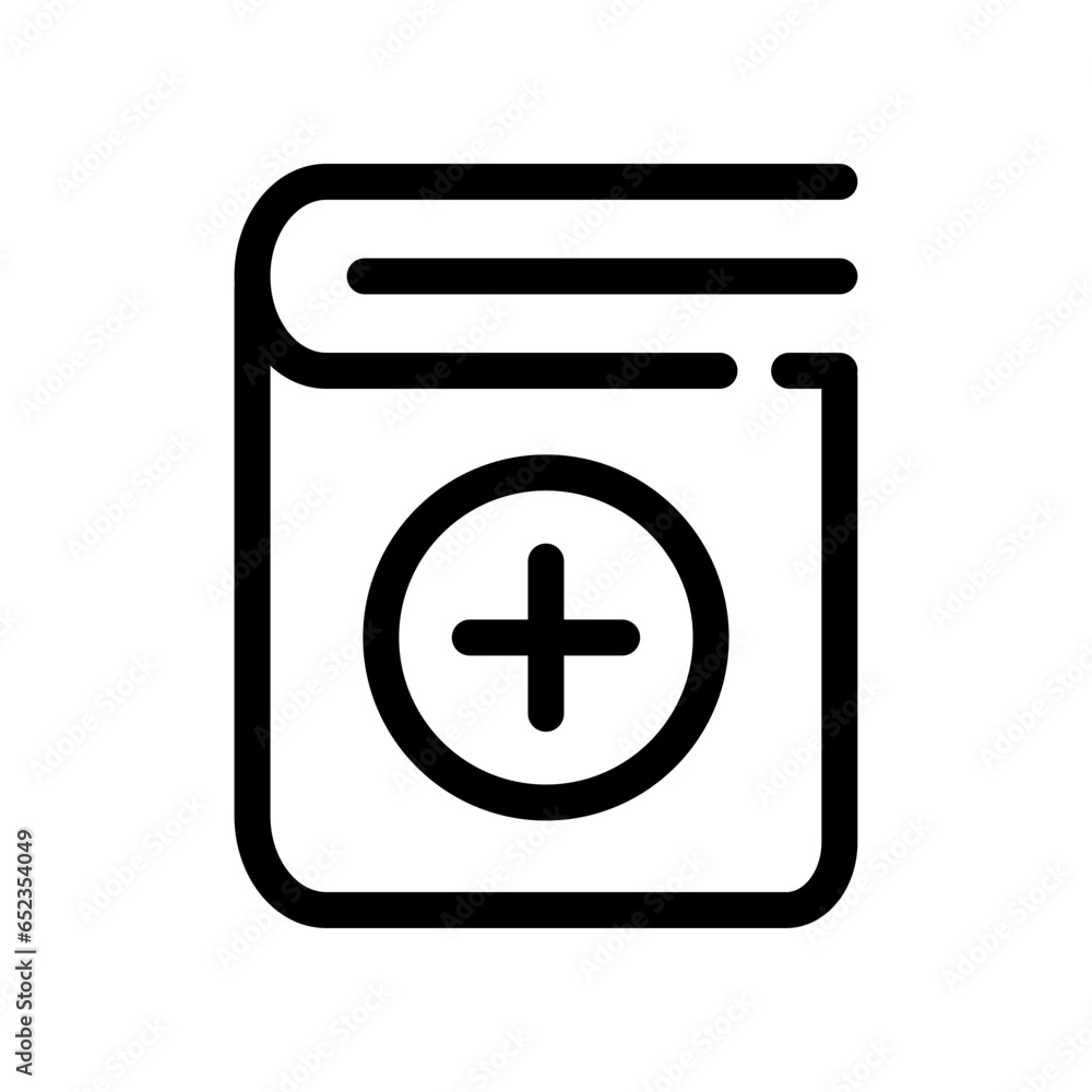 Poster add book icon. creating new folder. cover dictionary with plus symbol for add literature data file. 