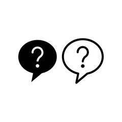 FAQ line and glyph. Question Mark in Bubble. Chat communication button for Helpdesk information symbol. Ask idea or speech suggestions. Vector illustration Design