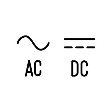 Direct and Alternating Current DC and AC Symbol Sign icon. Potential difference supply. Voltage transformer in cell battery energy. Line style. Vector illustration. Design