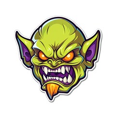 Goblin evil creature sticker design on white background. Generative Ai