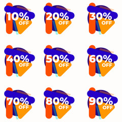 SALE BADGE TEMPLATE DESIGN SET. OFFER WITH DIFFERENT DISCOUNT PROMOTION.MODERN SET DESIGN VECTOR FOR YOUR BUSINESS
