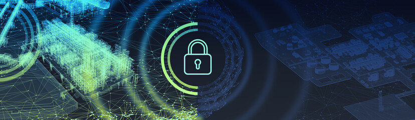 Cyber security in the oil and gas industry. Scheme. 3d-rendering