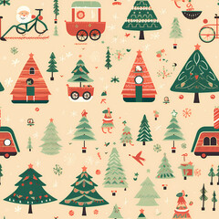 Christmas is here! Varied Pattern Illustration. Generative AI illustration.