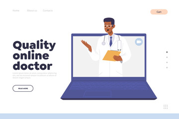 Quality online doctor landing page design template service for fast medical diagnosis and healthcare