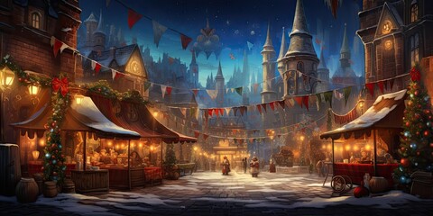 Fototapeta na wymiar Enchanting Christmas celebrating background concept featuring a festive and magical scene