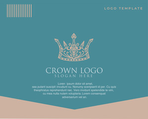 Linear elegant crown icon. Hotel, boutique, spa logo. Royal, luxury vintage symbol in golden color.