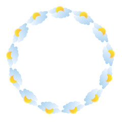cloud and sun art drawn round frame