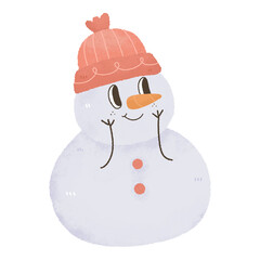 cute kawaii Snowman watercolor illustration christmas xmas  Clipart Collection for Charming Holiday