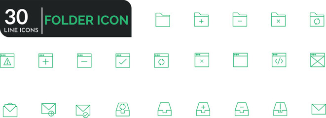 Office Folder Editable outline icons . Sheet, mark, folded paper and outline document vector icon. Vector illustration.