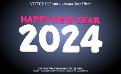 Happy New Year 2024 3d text effect and editable text effect