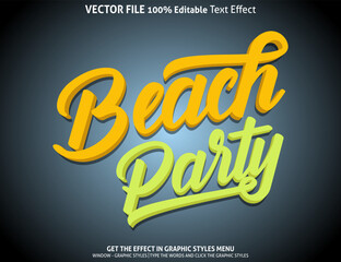 Beach Party 3d text effect and editable text effect
