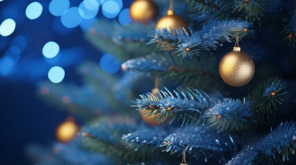 Obraz na płótnie Canvas Close-up pictures of Christmas trees, Christmas decoration, Generative AI.
