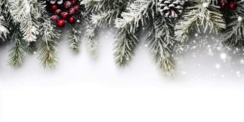 Fototapeta na wymiar Christmas tree with snow background 